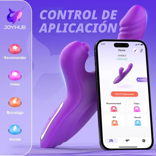 Miniatura 3 de Toendi Juguetes sexuales para mujeres, consolador de empuje, juguete sexual, vibrador de conejo con 10 vibraciones, 7 modos de empuje con lamer