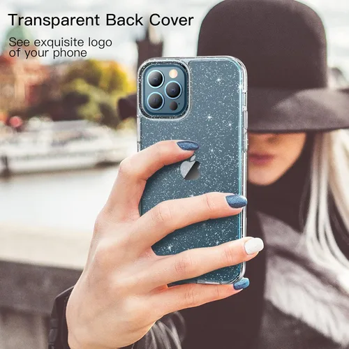 Miniatura 4 de JETech Funda con purpurina para iPhone 12 Pro Max, 6.7 pulgadas, brillante a prueba de golpes, bonita y brillante para mujeres y niñas (transparente)