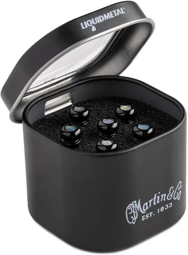 Martin Guitar LUXE by Martin - Pasadores de puente para guitarra acústica, juego de pasadores de puente para guitarra acústica, negro brillante con