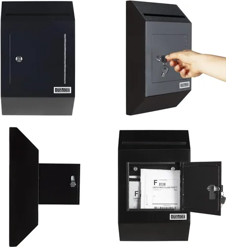 Miniatura 9 de Durabox Caja Fuerte de Depósito con Buzón de 10 x 4 x 16 pulgadas, Acero Resistente con Perfil Delgado, Buzón de Pared con Amplia Ranura de Depósito