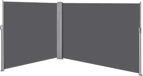 Miniatura 11 de Yaheetech Toldo lateral doble de 236 x 63 pulgadas, toldo lateral retráctil para patio, divisor de privacidad con pantalla de 220g/m² de poliéster