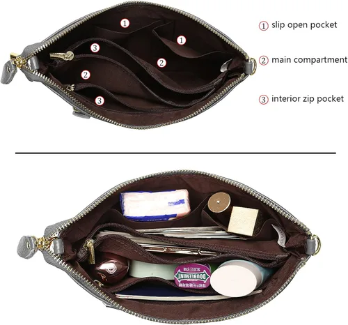 Miniatura 5 de Uromee Cartera de mano para mujer, de piel auténtica, con cadena de hombro desmontable