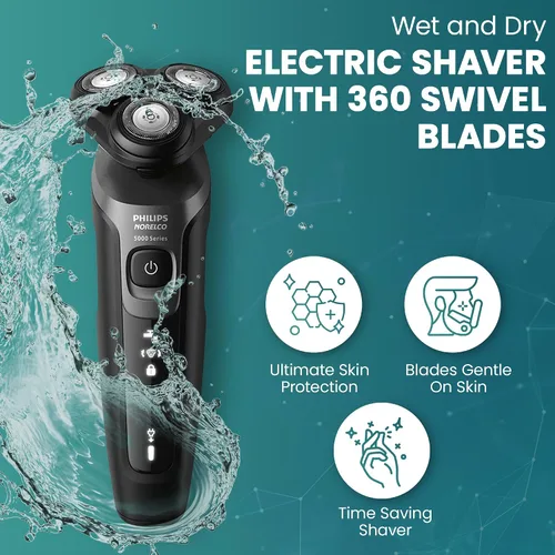 Miniatura 3 de Philips Afeitadoras eléctricas para hombres, afeitadora eléctrica recargable AquaTouch para hombre en húmedo y seco con cuchillas de corte cómodo