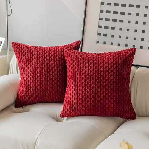 Miniatura 102 de Kevin Textile - Juego de 2 fundas de almohada decorativas de pana de 22 x 22 pulgadas, suaves, estilo bohemio, a rayas, decoración moderna del hogar
