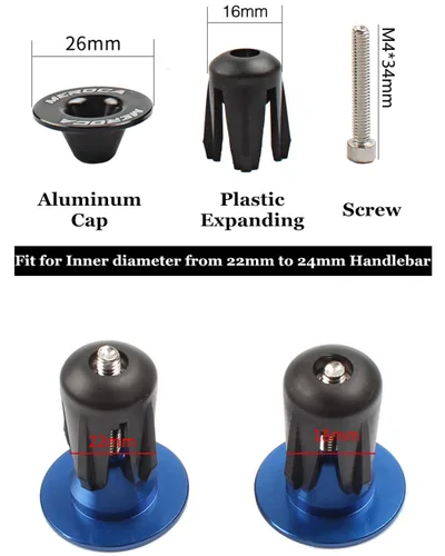 Miniatura 9 de 1 par de tapones de extremo de manillar de bicicleta de aluminio, tapas de extremo de barra con bloqueo expansivo para bicicleta de carretera