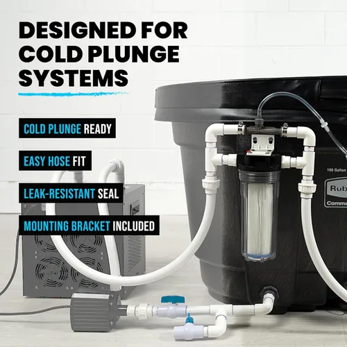 Miniatura 5 de Sistema de filtro de agua fría, carcasa de 10 pulgadas con puertos NPT de 3/4 pulgadas, filtros plisados de 1 × 50 micrones, kit de montaje y llave