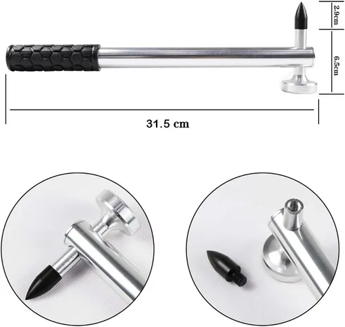 Miniatura 3 de LadyRosian - Juego de 12 herramientas para reparación de abolladuras sin pintura; martillo de abolladuras de aluminio con cabeza de derribo, juego
