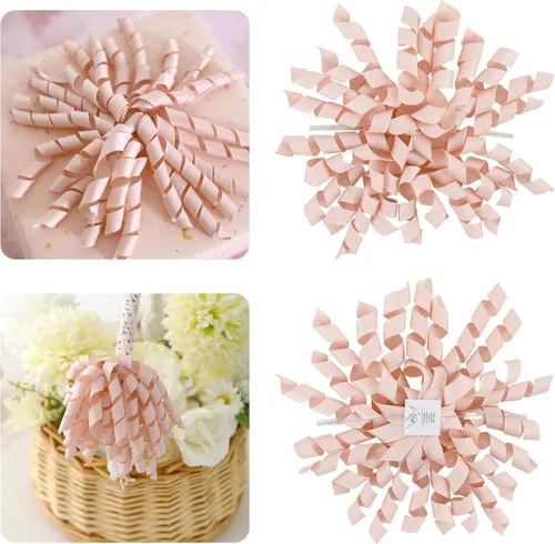 Miniatura 29 de AIMUDI Lazos Blancos de 4" Lazos Blancos Burst Lazos de Cinta Rizada Autoadhesivos para Envolver Regalos Cinta Grosgrain Lazos con Amarre Torcido