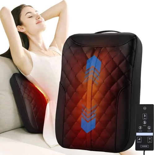 MASGRE - Masajeador Shiatsu de espalda con calor, masaje de amasamiento 4D que rueda hacia arriba y hacia abajo, masajeador eléctrico para el alivio