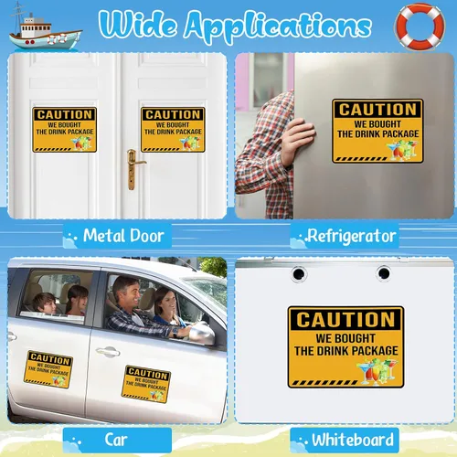 Miniatura 6 de LEIFIDE 2 piezas de imanes de puerta de crucero, decoraciones grandes de precaución, divertidas calcomanías de cabina para carnaval, puerta