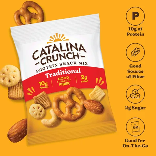 Miniatura 3 de Catalina Crunch Mezcla de bocadillos proteica para llevar con patatas fritas de queso 16g de proteína, 2g de azúcar por sobre Buena fuente