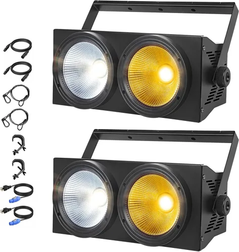 MAD OWL Luces LED de 200 W, 2 ojos fríos y blancos cálidos, control DMX, activación de sonido, estroboscópico COB para teatro, iglesia, eventos de