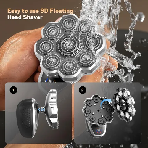 Miniatura 8 de Maquinilla de afeitar eléctrica para hombres, afeitadoras de cabeza para hombres calvos, maquinillas de afeitar eléctricas 5 en 1 con afeitadora