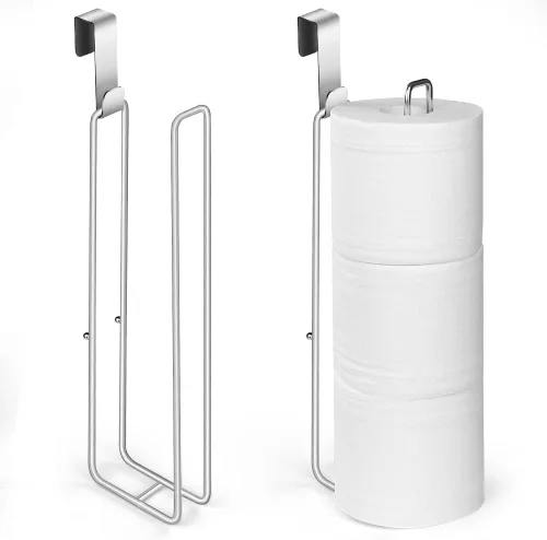 Miniatura 10 de Soporte de papel higiénico con almacenamiento para 3 rollos de papel higiénico montado en la pared sobre el tanque, organizador de papel higiénico