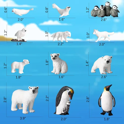 Miniatura 6 de EOIVSH 12 figuras de juguete de animales polares de plástico, figuras realistas de animales árticos para niños, juego de juguetes educativos