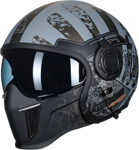 Miniatura 12 de TRIANGLE Cascos de motocicleta de cara completa, casco de motocross todoterreno para hombres y mujeres, doble visera con protector solar interno