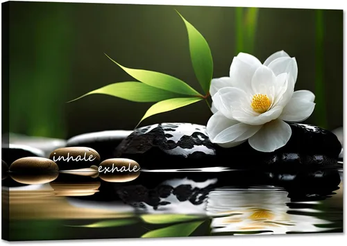 Miniatura 10 de Lienzo decorativo de pared con diseño de flor de loto, póster con citas motivacionales de mentalidad, para oficina zen, decoración de pared