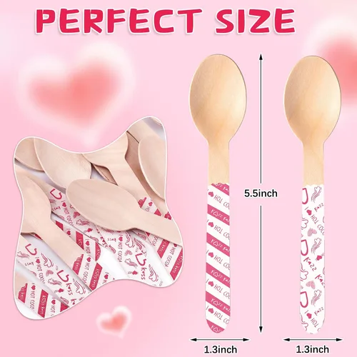 Miniatura 2 de Eaasty 100 cucharas de madera de chocolate caliente para el día de San Valentín, malvavisco, barra romántica de madera, cucharas agitadoras