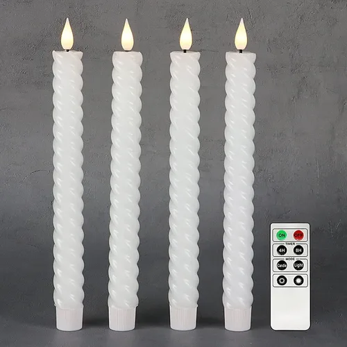 Miniatura 2 de Rhytsing Velas cónicas sin llama blancas de 10 pulgadas con temporizador, velas cónicas en espiral que funcionan con baterías, luz blanca cálida