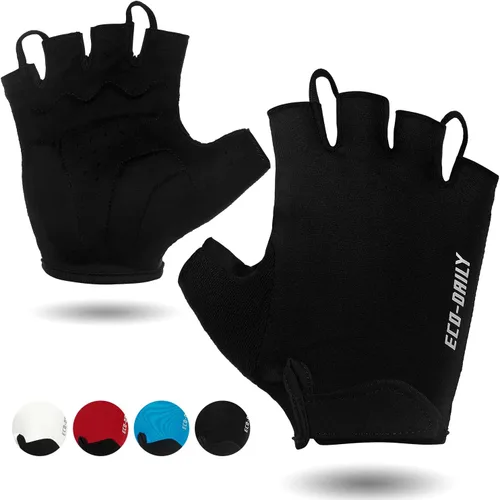 Guantes de ciclismo para hombres y mujeres, guantes acolchados para bicicleta de montaña, guantes ligeros de medio dedo, antideslizantes, absorben