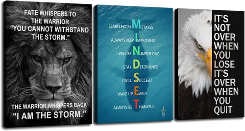 Miniatura 36 de Arte de Pared Motivacional 40 Razones para Entrenar 3 Piezas Pintura Impresión en Lienzo Decoración de Oficina Póster Mentalidad Millonaria