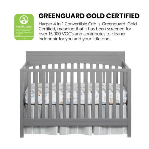 Miniatura 6 de Oxford Baby Harper - Cuna convertible 4 en 1, gris paloma, certificado GreenGuard Gold
