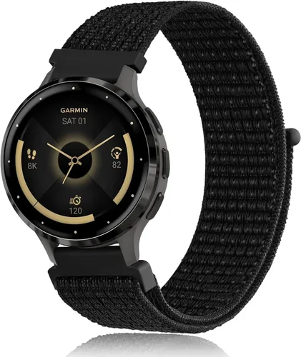 Miniatura 8 de Correa de nailon compatible con Garmin Venu 3S / Venu 4 1.614 in / Venu 2S / Vivoactive 4S / Vivomove 3S Correa de reloj ajustable de nailon suave