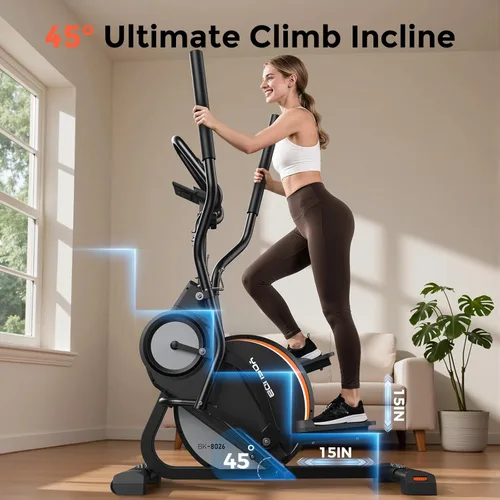 Miniatura 3 de YOSUDA Elliptical Exercise Machine, Compact 3-in-1 (Elliptical + Cardio Climber + Stair Stepper) Elliptical for Home with 45°Incline, 15.5IN Stride