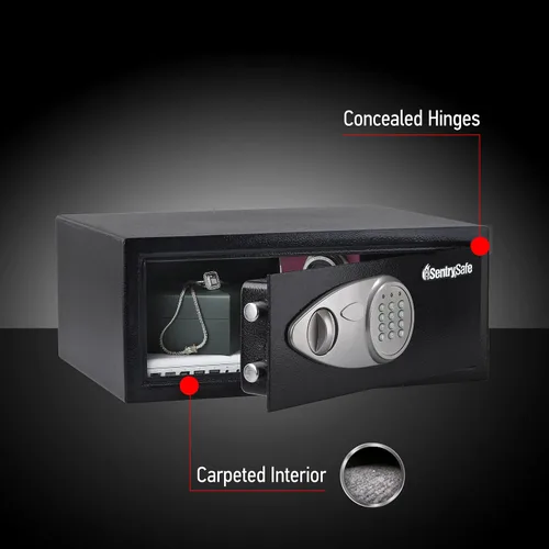 Miniatura 5 de SentrySafe Caja fuerte de estante con cerradura de teclado digital, caja fuerte de acero con forro interior y kit de anclaje para dinero, joyería