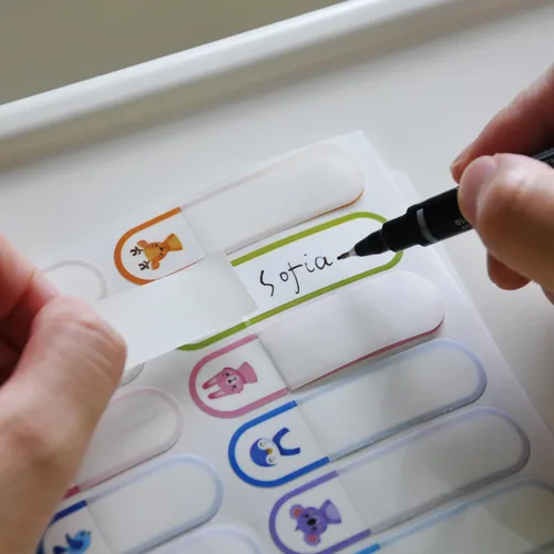 Miniatura 4 de 160 etiquetas para biberones para guardería, etiquetas impermeables para nombres de niños, autolaminables, autolaminables, para guardería, varios