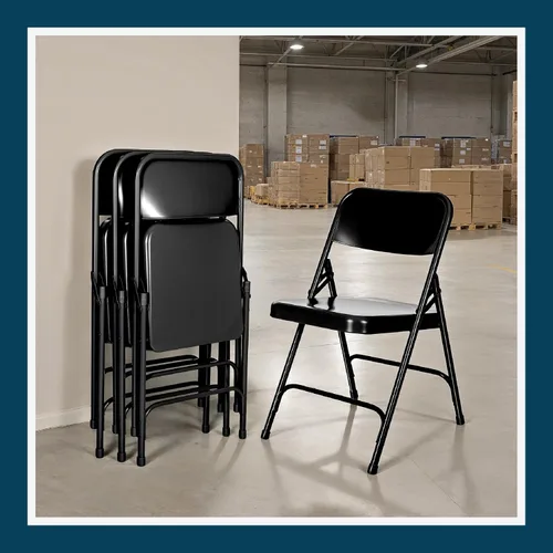 Miniatura 10 de OEF Furnishings Serie OEF200 Sillas Plegables de Acero para Trabajo Pesado, Sillas de Metal de Grado Comercial con Refuerzos Dobles, Capacidad