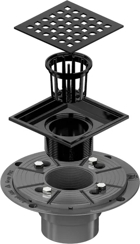 Miniatura 8 de Neodrain Desagüe de ducha cuadrado, rejilla de acero inoxidable 304 negro de 4 pulgadas y cuerpo de drenaje de PVC, rejilla con kit que incluye