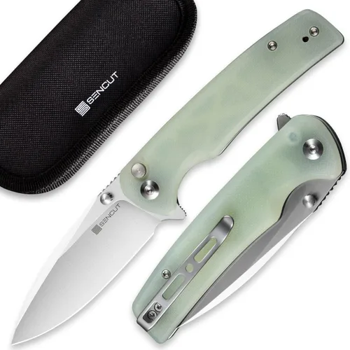 Miniatura 9 de Navaja de bolsillo plegable SENCUT Sachse para EDC, mango G10 negro satinado, hoja 9Cr18MoV de 9Cr18MoV plegable, navaja pequeña con clip, cierre