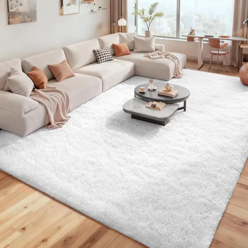 Miniatura 10 de Alfombras suaves para dormitorio, sala de estar, alfombra mullida de felpa de 9 x 11 pies, alfombra peluda que no desprende para guardería