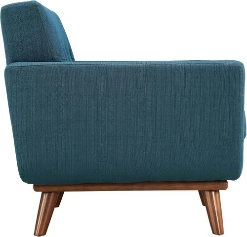 Miniatura 5 de Modway Engage - Sillón de una pieza tapizado con tela y sofá de dos piezas de estilo de mediados de siglo, Textil, Celeste