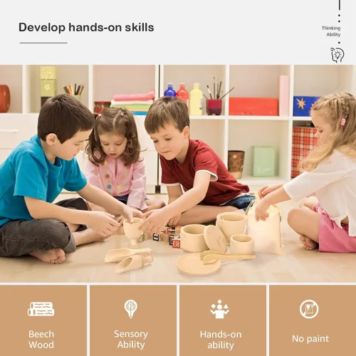 Miniatura 4 de Montessori Juguetes sensoriales de contenedores para niños de 1 año Paquete de 9 juguetes Waldorf de madera con palas y pinzas para el trabajo