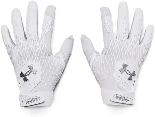 Under Armour Guantes de béisbol Clean Up para hombre (100) blanco / plata metálica / plata metálica