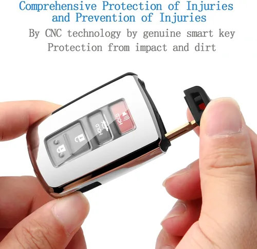 Miniatura 5 de Funda con llavero para llave de automóvil de suave poliuretano termoplástico y protección de 360 grados, compatible con llave inteligente (plateado)