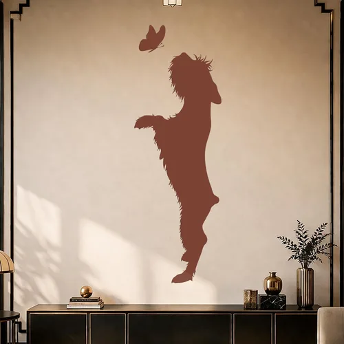Vinilo adhesivo de pared para perro, mariposa, mascotas, hogar, cuidado de animales, guardería, decoración grande (g1546), color negro
