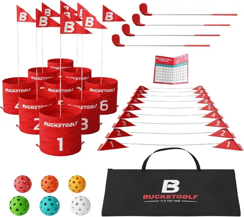 Miniatura 9 de bucketgolf Juego Pro El Juego de Golf Original y Definitivo para Patio Trasero para Familia, Adultos y Niños - Juego de Golf de 9 Hoyos Portátil