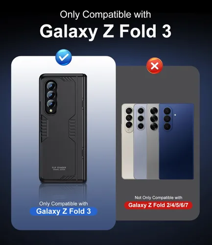 Miniatura 2 de Funda para Samsung Z-Fold-3: [Soporte oculto] [Carga inalámbrica] Funda delgada con protección de bisagra ligera con protector de pantalla - Funda