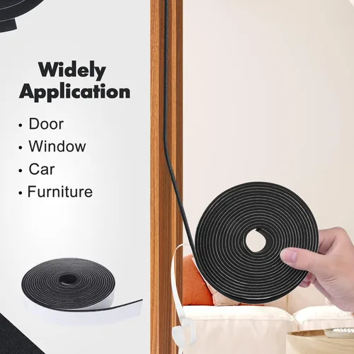 Miniatura 6 de Burlete para puerta, cinta adhesiva de espuma de 1/4 pulgadas de ancho x 1/16 pulgadas, cinta de espuma para ventana y puerta, cinta de espuma