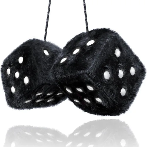 Miniatura 13 de Dados Peludos Negros Accesorios para Automóvil – Accesorios de Coche de Felpa Rosa Lindos para Interior – Adornos Decorativos Colgantes de Felpa
