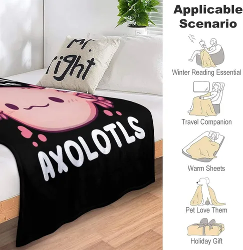 Miniatura 6 de Manta de ajolotl, bonita manta de franela para niñas, regalo de 80 x 60 pulgadas Axolotl_2