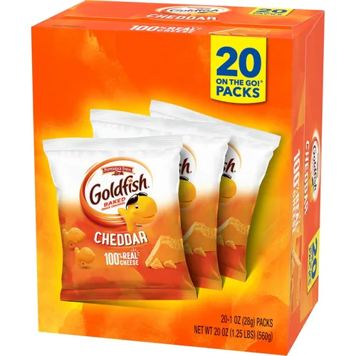 Miniatura 10 de Goldfish Galletas de Queso Cheddar, Galletas de Snack Horneadas, Paquetes de Snack de 1 onza para Llevar, Caja de 20