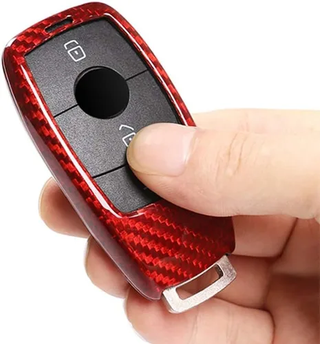 Miniatura 4 de YIWANG - Carcasa de fibra de carbono para llave de coche Mercedes Benz W222 S Clase E W213 Clase C W205 GLC X253, color rojo