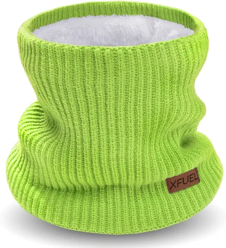 Miniatura 19 de Calentador de cuello para niños, polaina de cuello de invierno tejida, bufanda infinita con forro polar para niños y niñas, máscara de esquí