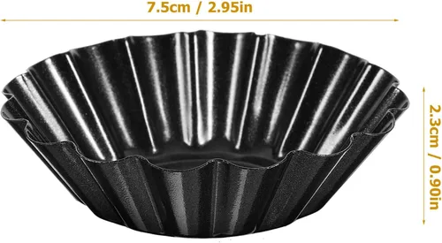 Miniatura 2 de Hemoton 12 moldes antiadherentes de 2.95 pulgadas para tartaletas, tazas reutilizables para tartaletas de huevo, cupcakes, postres, cocina