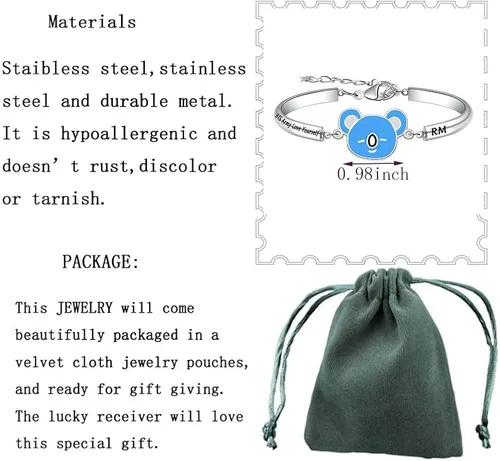Miniatura 2 de MTYCTWED Love Yourself Pulsera Kpop Star Charm Pulsera de doble bucle regalo inspirador para amantes de la música, regalo de joyería para niñas