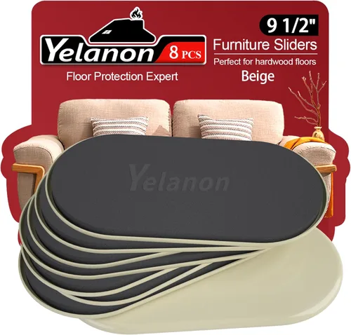 Miniatura 9 de Yelanon Deslizadores de muebles – 8 unidades de 9 1/2 pulgadas de color marrón para alfombras, almohadillas de muebles, suelos de madera dura